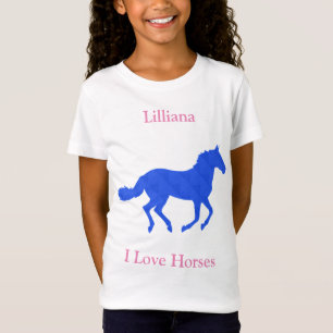 Girls "I Liebe Horses" Royal Blue Horse T - Shirt