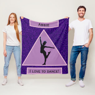 Girls "I Liebe to Dance" Lila Sparkle Fleecedecke