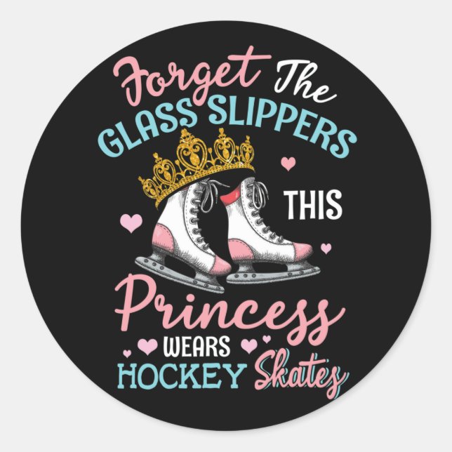 Girls Ice Hockey Diese Prinzessin trägt Hockey-Ska Runder Aufkleber (Vorderseite)
