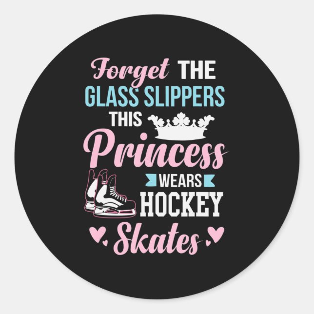 Girls Ice Hockey This Princess Wears Hockey Skates Runder Aufkleber (Vorderseite)
