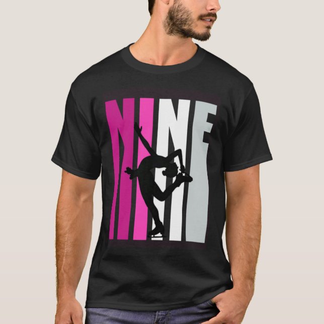 Girls Ice Skaten Birthday 9. Ice Skater Queen T-Shirt (Vorderseite)