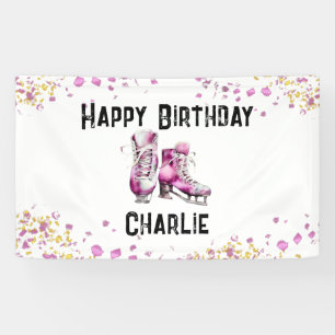 Girls Ice Skaten Birthday Party Banner