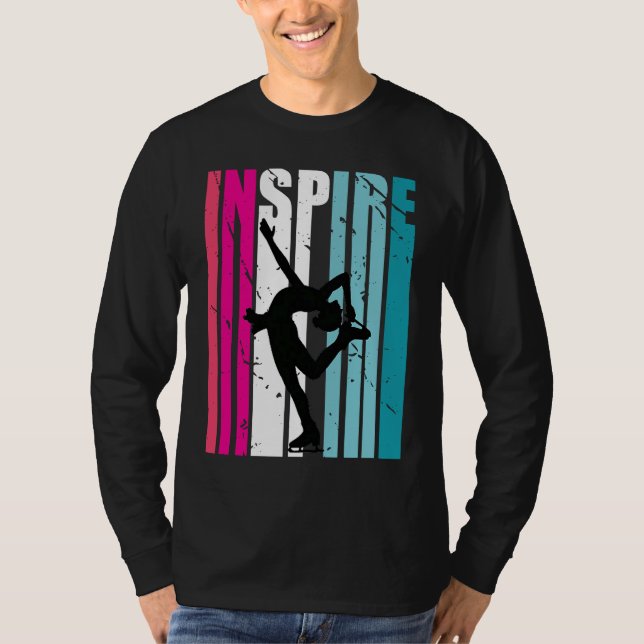 Girls Ice Skating Inspire Coach Retro Ice Skates D T-Shirt (Vorderseite)