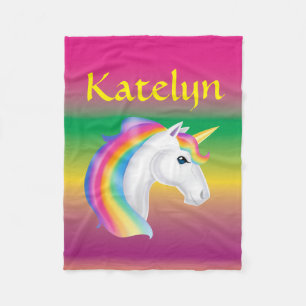 Girls Individuelle Name Rainbow Unicorn Fleece