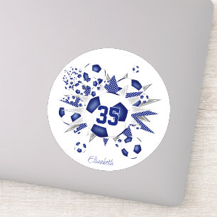 Girls Jersey Nummer Fußball Bälle Stars blau Aufkleber