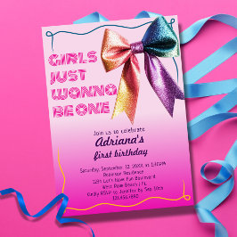 Girls just Wanna Be One 80er 90s 1. Geburtstag Par Einladung