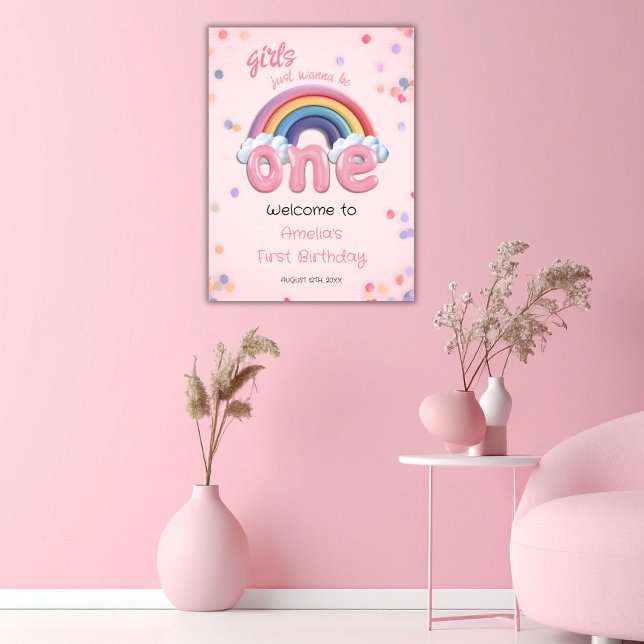 Girls Just Wanna Be One Rainbow 1st Birthday Poster (Von Creator hochgeladen)