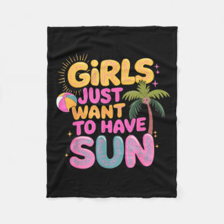 Girls Just Want to Have Sun Swirly Retro Summer Fleecedecke