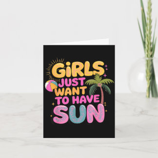 Girls Just Want to Have Sun Swirly Retro Summer Karte