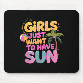 Girls Just Want to Have Sun Swirly Retro Summer Mousepad