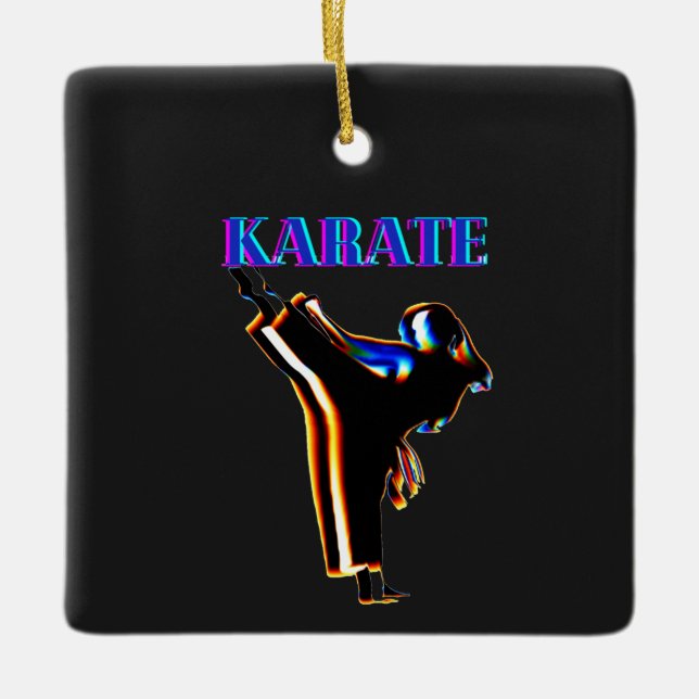 Girls Karate Abstrakt Blur Keramikornament (Vorderseite)