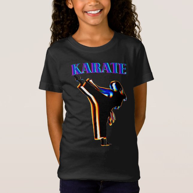 Girls Karate Abstrakt Blur T-Shirt (Vorderseite)