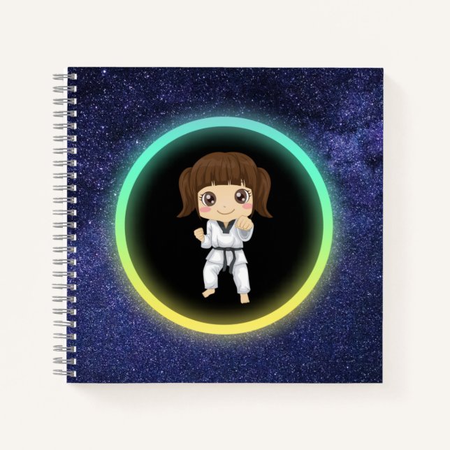 Girls Karate Galaxy Notizbuch (Vorderseite)