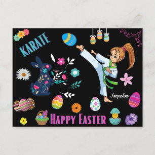 Girls Karate Happy Oaster Decorative Postkarte