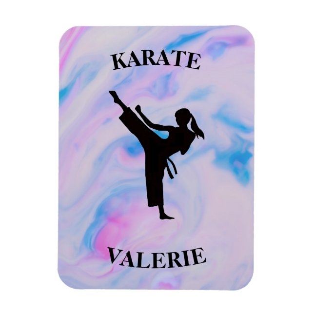 Girls Karate Pastel Swirl Magnet (Vertikal)