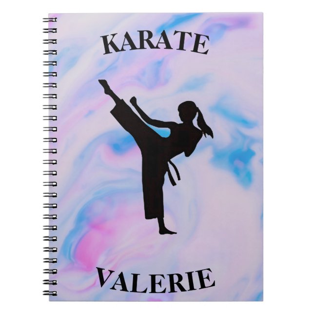 Girls Karate Pastel Swirl Notizblock (Vorderseite)