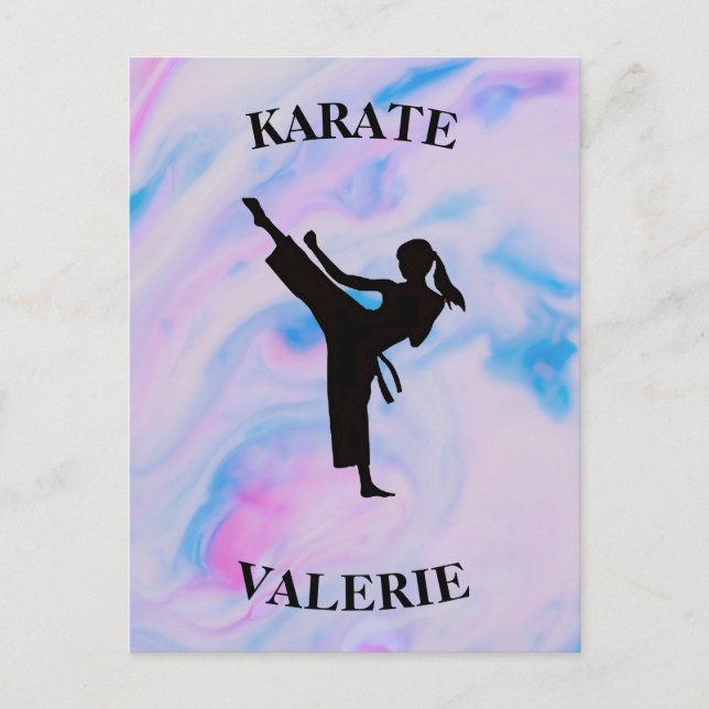 Girls Karate Pastel Swirl Postkarte (Vorderseite)