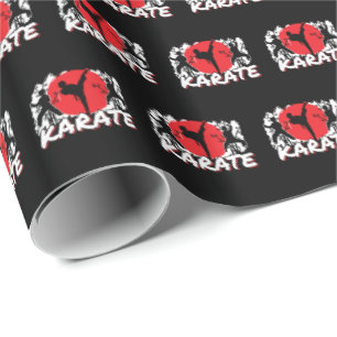 Girls Karate - Patriotic Japan Japanisches Thema Geschenkpapier
