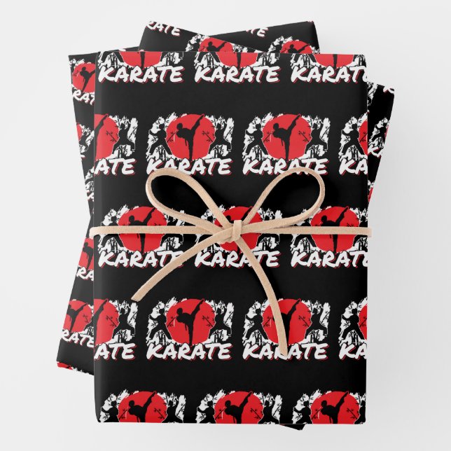 Girls Karate - Patriotic Japan Japanisches Thema Geschenkpapier Set (Beispiel)