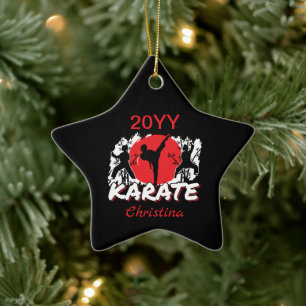 Girls Karate - Patriotic Japan Japanisches Thema Keramik Ornament