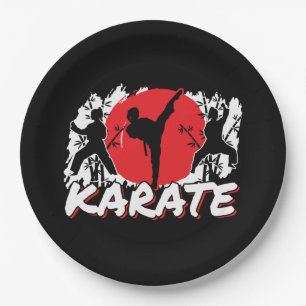 Girls Karate - Patriotic Japan Japanisches Thema Pappteller