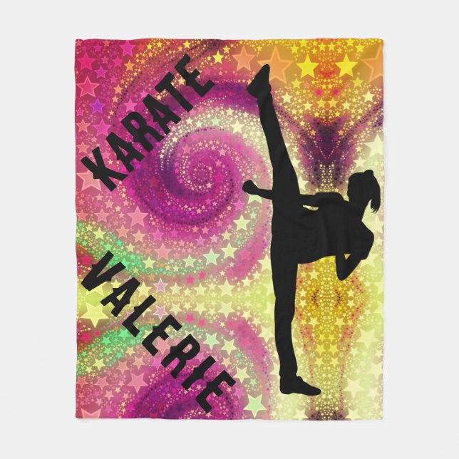 Girls Karate Tropical Swirl Fleecedecke (Vorderseite)