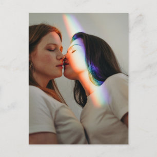 Girls Kissing Rainbow Liebe Foto Postkarte