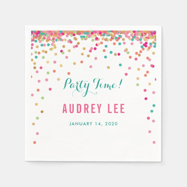 Girls Konfetti Sprinkles Geburtstagsgeschmack Serviette (Vorderseite)