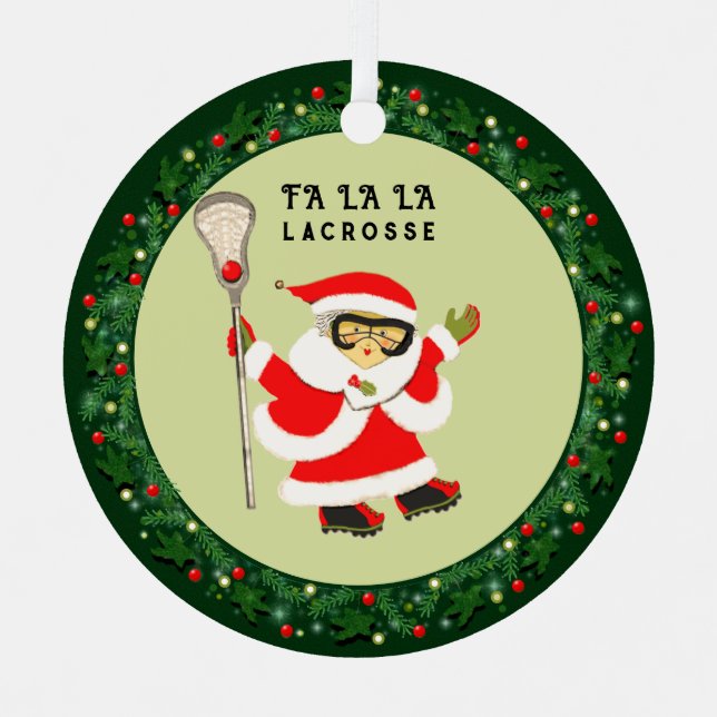Girls Lacrosse Christmas 2025 Ornament Aus Metall (Vorderseite)