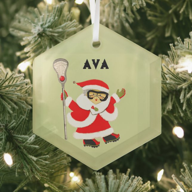 Girls Lacrosse Christmas Collectible Ornament Aus Glas (Insitu)