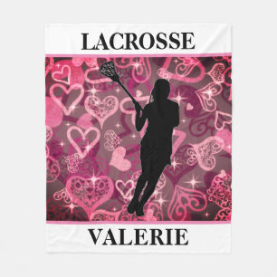 Girls Lacrosse Floating Rose Herz Fleece Blanket