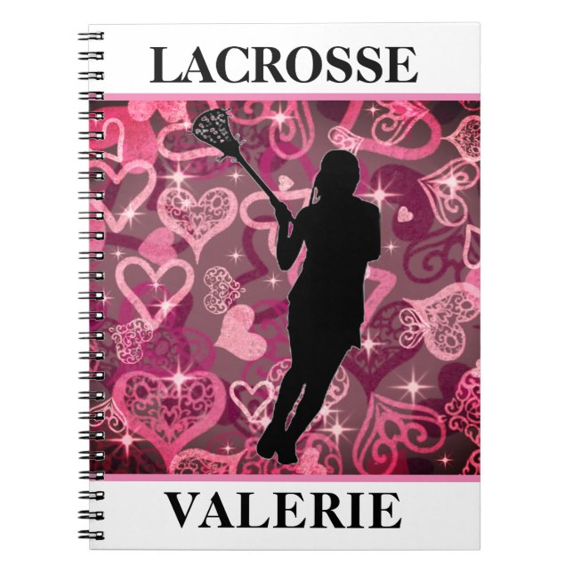 Girls Lacrosse Floating Rose Herz Notizblock (Vorderseite)