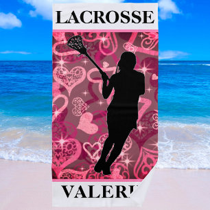 Girls Lacrosse Floating Rose Herz Strandtuch