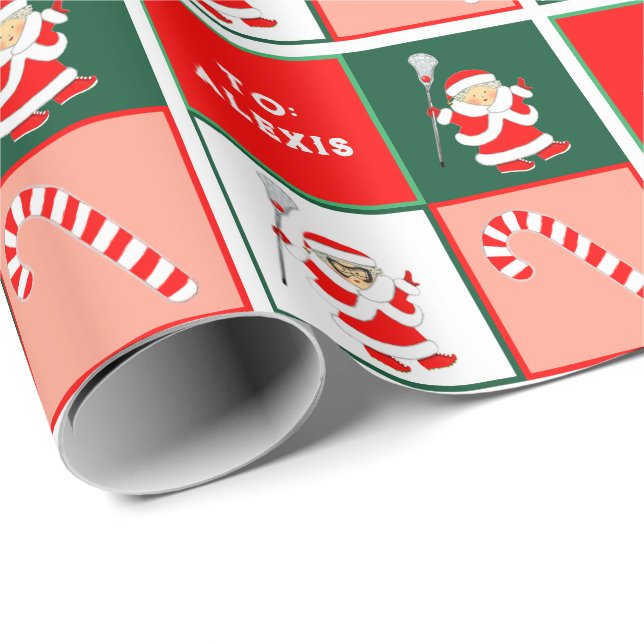 Girls Lacrosse Holiday Gift Geschenkpapier (Rolleneckpunkt)