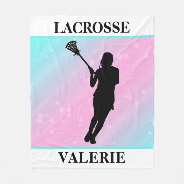 Girls Lacrosse Personalisiert Pastell Fleecedecke (Vorderseite)