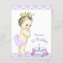 Girls Lavender Erste Geburtstag Einladungen