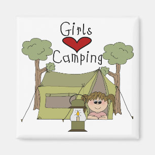 Girls Liebe Camping Magnet