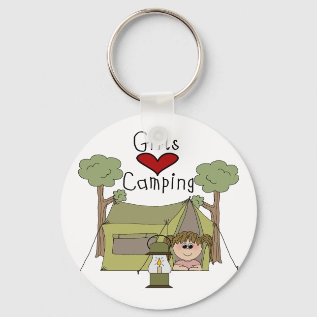 Girls Liebe Camping Schlüsselanhänger (Vorderseite)