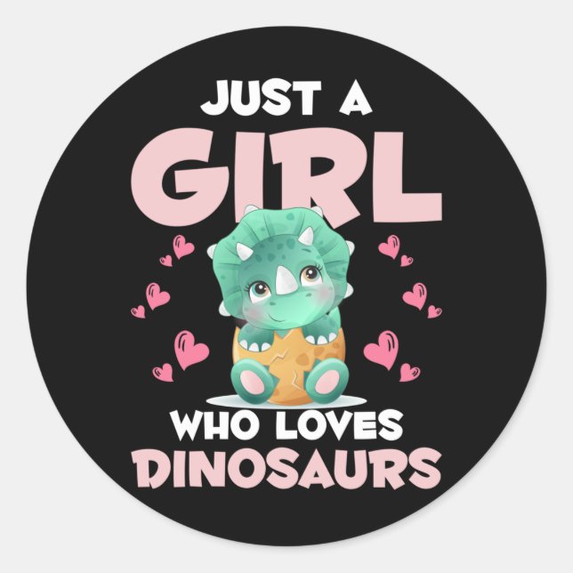 Girls Liebe Dinosaurier Niedlich Reptiles Dino Runder Aufkleber (Vorderseite)