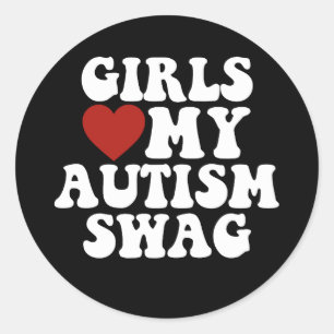 Girls Liebe Mein Autismus Swag Funny Autistic Boy  Runder Aufkleber