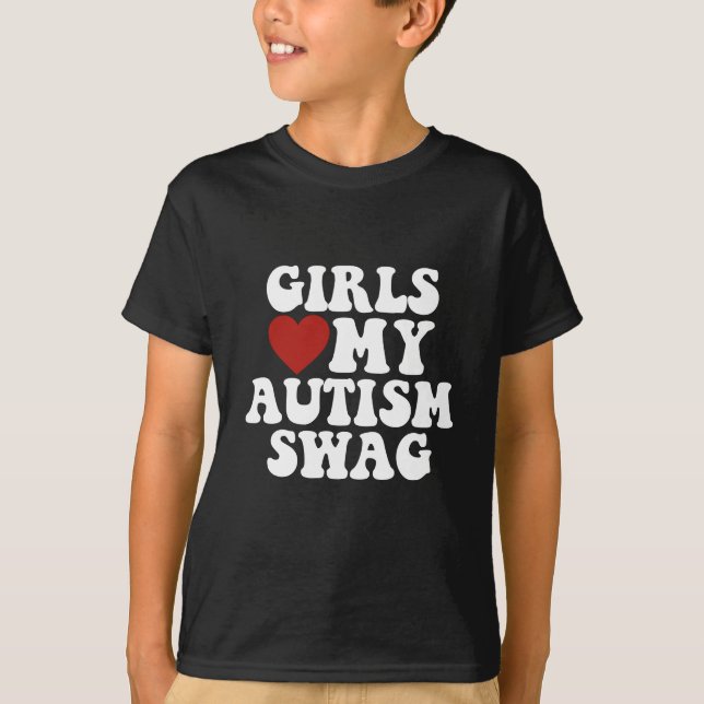 Girls Liebe Mein Autismus Swag Funny Autistic Boy  T-Shirt (Vorderseite)