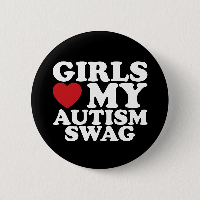 Girls Liebe Mein Autismus Wackelbewusstsein Herz Button (Vorderseite)