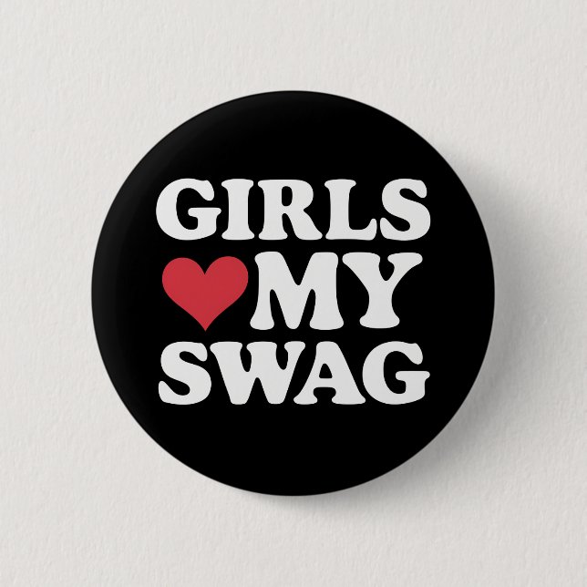 Girls Liebe Mein Schwanz Herz Valentinstag Button (Vorderseite)