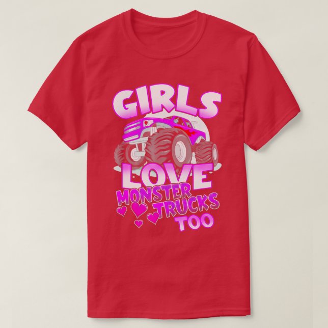 Girls Liebe Monster Trucks zu Niedlich Girls Monst T-Shirt (Design vorne)