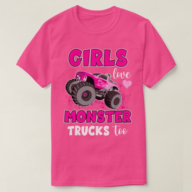 Girls Liebe Monster Trucks zu Niedlich Girls Monst T-Shirt (Design vorne)