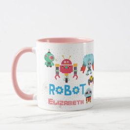 Girls Liebe ROBOTS Pink Benannt Witziger Niedliche Tasse