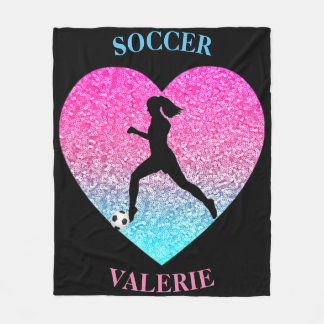 Girls Liebe Soccer Black Custom Fleece Blanket