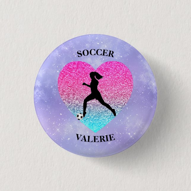 Girls Liebe Soccer Button (Vorderseite)