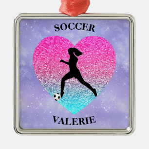 Girls Liebe Soccer Ornament Aus Metall