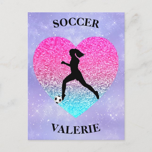 Girls Liebe Soccer Postkarte (Vorderseite)